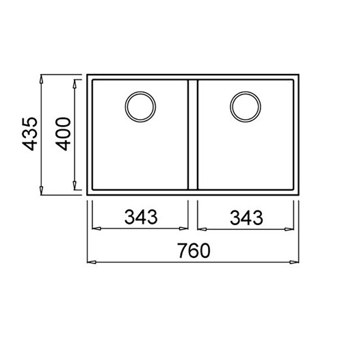 Elleci SQUARE Alu Granite | Undermount Double Bowl